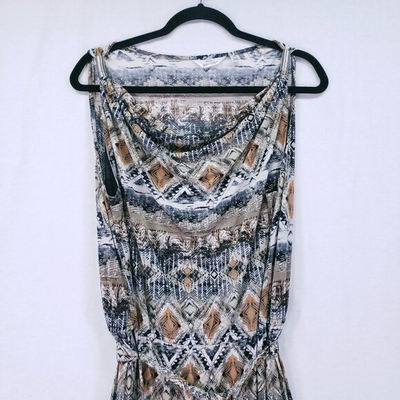 Mlle Gabrielle Multicolor Geometric Fun Stretchy Long Maxi Dress Size 2X - Picture 2 of 16